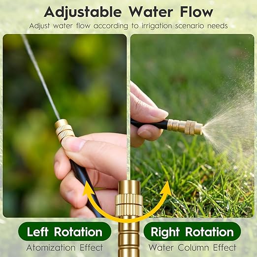 100Ft 360° Adjustable Drip Irrigation System Kit, 1/4 Inch PE Tubing with 20 Bendable Nozzles, Automatic Garden Watering System for Greenhouse, Lawn, Raised Bed, Flower Bed