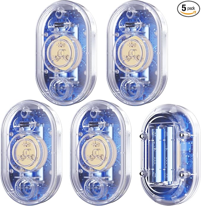 5 Pack WD61 Water Leak Detector for Home, 120dB Water Sensor Alarm for Basement, Leakage Detection Device for Under Sink/Pipe/Drain Drip, Floor Flood in Bathroom/Kitchen/Toilet/Laundry Room, Clear