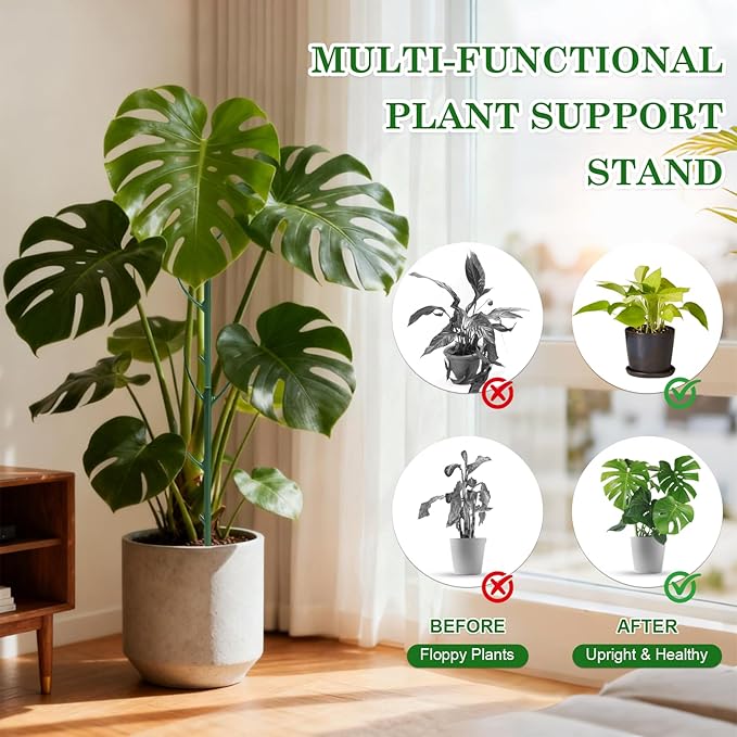 10pack Adjustable Plant Support Pole Stackable Indoor/Outdoor Support Pole with Clamps, Suitable for Supporting Monstera and Climbing Plants, Garden Accessories, Perfect Replacement for Plant Stakes