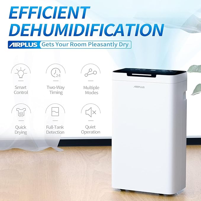 AIRPLUS 1600 Sq. Ft Dehumidifier for Basement, 30 Pints Powerful Dehumidifier for Home, Large Rooms, Bedrooms, Sufficient Capacity Water Tank with Drain Hose (AP2011N)