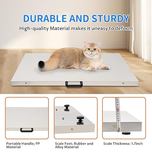 Postal Digital Livestock Scale, 660lbs 201 Stainless Steel Digital Pet Scale Platform Heavy Duty Livestock Scale Kit for Pet Cat Dog Cattle(40.5" L x 20.6" W)