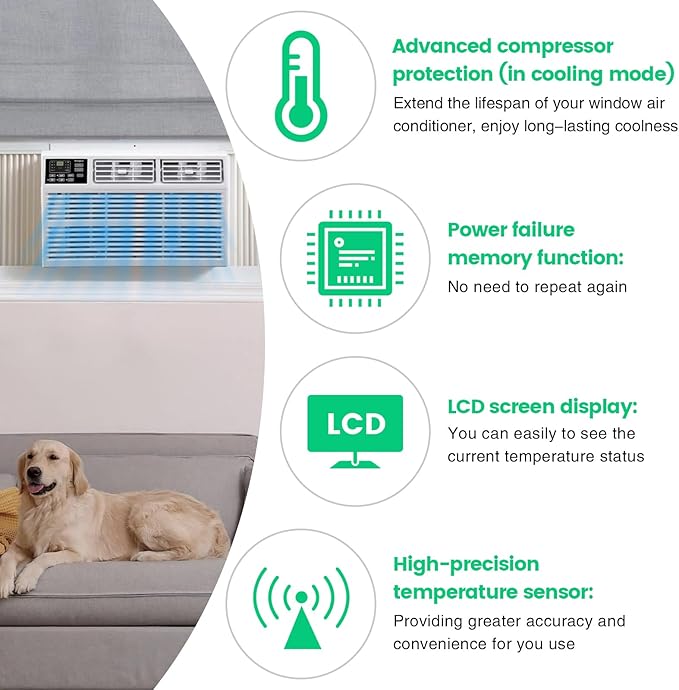 Temperature Controlled Outlet, Briidea Thermostat Outlet Compatible with Window Air Conditioner, Space Heaters, Fans, Auto On/Off, Ideal for Household, Greenhouse, Reptile, Incubator, 110V 15A