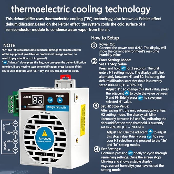 Mini Dehumidifier for Confined Space Electric Box/Storage Cabinet/Closet/Safes/Grow Tent