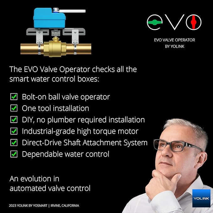 YoLink Smart Water Valve Controller, with Valve Operator, Easy No-Plumber DIY Installation, Remote Control, Compatible with Alexa/Google Assistant, IFTTT - YoLink Hub Required