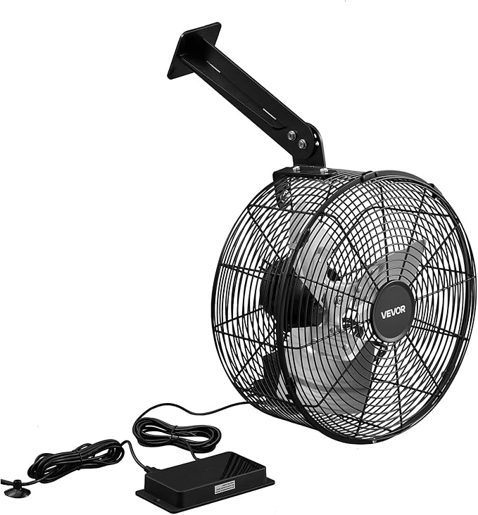 VEVOR Greenhouse Air Circulation Fan, 1800 CFM Powerful Air Circulator Electric Fan, 10 Speeds, 3 Switchable Modes, LCD Control, Ceiling Wall Mount, Fast Ventilation for Greenhouse, Patio, Garage