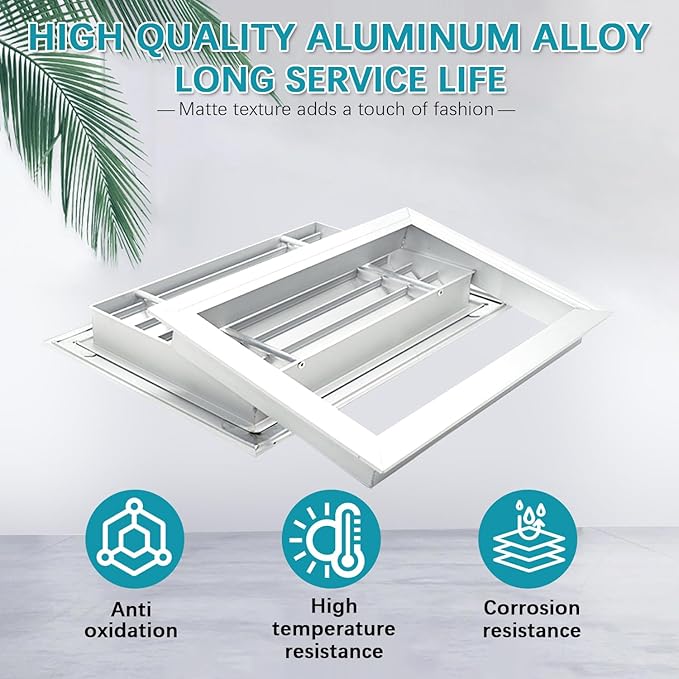 Door Louver Vent Two Sided, Door Vents for Interior Doors, Aluminum Door Air Vent Grille, Metal Louvered Door Vent, Through Door Vent for Bathroom Cabinet (White 20 * 12in)
