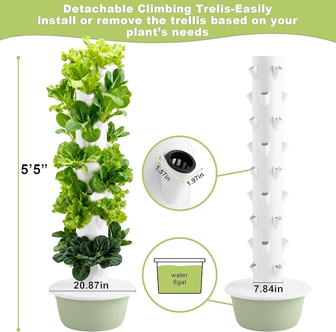 Vertical Hydroponic Growing System – Indoor & Outdoor Herb Garden Tower, 36 Plant Pods with Timer, Smart Automated Hydroponic System for Vegetables, Herbs, and Fruits