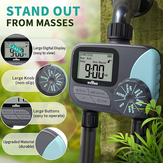 Sprinkler Timer for Garden Hose, Rain Delay/Manual/Automatic Irrigation System, Outdoor Irrigation Timer Controller for Lawn Yard