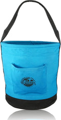 Graintex Tapered Canvas Bucket 12"x10"x15", Utility Tool Bucket One Inside Pocket, Reinforced Base & Carry Handle, Ripstop Canvas - Royal Blue