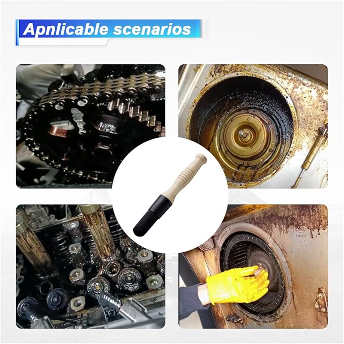Car Parts Washer Brush, Bullet Head Parts Cleaning Brush for Cleaning Car Interior Exterior, Engine Parts, Wheel Bearing, Boats, Household Grime (Beige/Black)