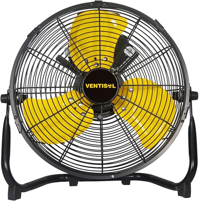 VENTISOL 12 Inch Portable Floor Fan, 3 Speed Metal Industrial Shop Fans with 180° Tilt, 1700 CFM High Velocity Heavy Duty Fan, for Bedroom, Garage, Workshop