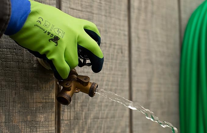 G & F 1537L-6 6 PAIR PACK Aqua Gardening women's Gloves with Double Microfoam Latex Water Resistant Palm， Women's Large Size