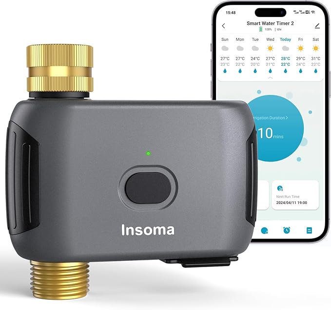 Insoma WiFi Water Timer for Garden Hose, Smart Sprinkler Timer, APP Remote Control WiFi Hose Timers, Voice Control with Alexa, Rain Delay and Manual Mode for Yard Lawn Watering