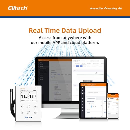 Elitech Wireless Digital Data Logger Remote Real-Time Temperature Monitor Cloud Data Storage SMS/Email/APP/Web Alarm, WiFi Dual External Temp Probe, RCW-800W-TDE(-40~176℉) with Free Cloud Service