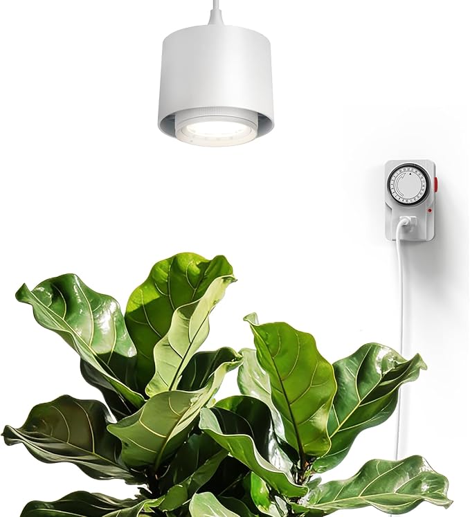 Barrina TR40 Hanging Grow Lights for Indoor Plants, 40W 4000K Full Spectrum, Adjustable Beam Angle 15°-60°, Hanging Grow Light with Mechanical Timer and 16.4FT Power Cord, for Garden Greenhouse, White