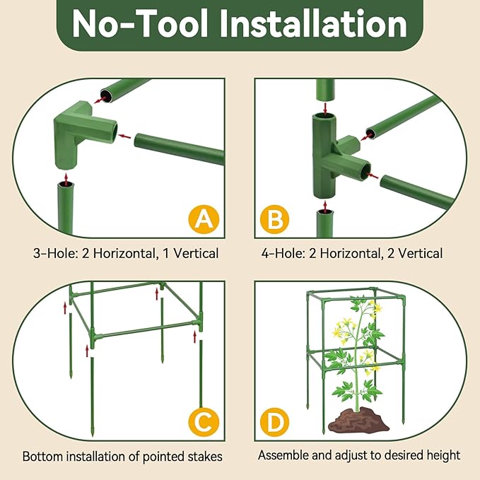 Halatool 2 Pack 60in Square Tomato Cages for Garden, Heavy Duty Adjustable Metal Tomato Trellis for Climbing Plants – Green Plant Support Stakes for Vegetables Flowers Fruits & Raised Bed Outdoor