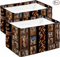 Desert Camels Storage Bins Cubes Waterproof Cloth Storage Basket,Brown Wildlife Farmhouse Animals Rustic Foldable Storage Bags for Shelf Clothes Storages Organizers with Handles 15x11x9.5 in 2PCS