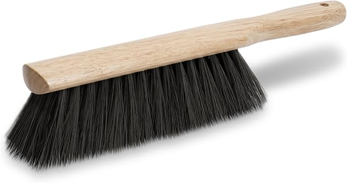 Marshalltown 13 1/2 Inch Beaver Tail Brush, Masonry Brush with Black Horsehair Fibers, Concrete Shop Brush for Masonry and Mortar Work, Made in the USA, 6517
