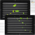 2 Pcs Attic Vent 8" X 12" Metal Shed Vents Louver Vent Grille Gable Vents with Screen Mesh for Indoor Outdoor Garage Attic Ceiling, Boost Ventilation and Guard Against Moisture (Black)