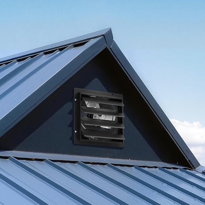 VEVOR 14 inch Exhaust Fan, Wall Mounted Attic Fan with Variable Speed, Temperature & Humidity Controller, 2000 CFM, Automatic Shutter