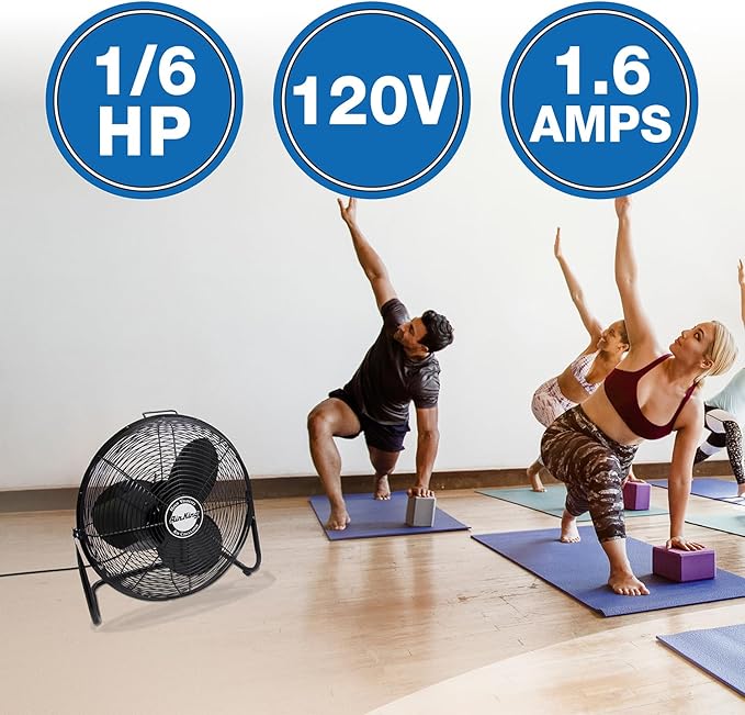 Air King 9220 20-Inch Industrial Grade High Velocity Pivoting Floor Fan, 20 Inches, Black