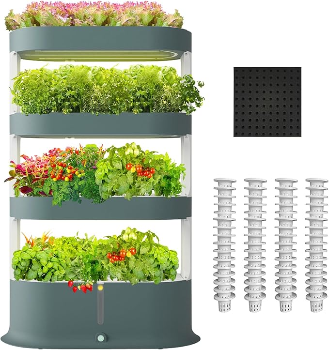 Lyfreen Hydroponics Growing System Kit, 64 Pods Indoor Herb Garden for Plants, Herbs, Vegetables, Indoor Gardening System with LED Grow, 36L Hydroponic Herb Garden for Lettuce & Fruit