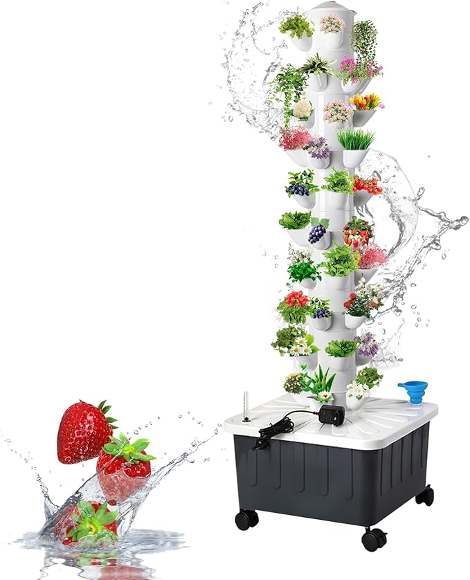 Hydroponics Growing System Indoor Vertical Garden Planter Indoor Smart Garden Kit with Pump and Movable Water Tank Vegetable Plant Gift for Gardening Lover (50 Plant)