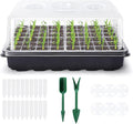 Delxo 3 Pack Seed Starter Kit Large Seedling Starter Tray(144 Cells) Total with Humidity Domes - Adjustable Vents & Deep Base Germination Kit for Indoor Gardening - Includes 10 Tags & Tools