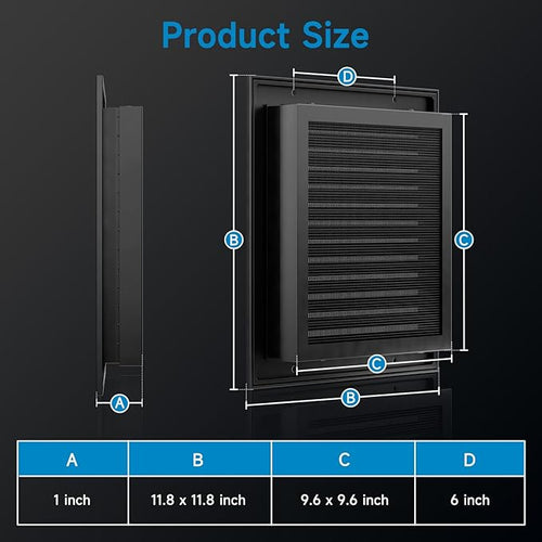12" X 12" Gable Vents, Hon&Guan Aluminum Alloy Attic Vent for Houses Door Vents for Exterior Doors [Vent Opening: 10" x 10"], Black