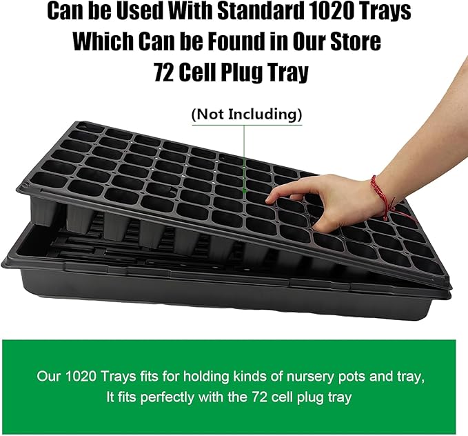 RooTrimmer 10 Pack 1020 Trays, Extra Thick Heavy Duty Seed Starting Trays - No Holes, No Leak, Reusable Propagation Flats for Microgreens, Seedlings, Plant Germination, Fodder and Transplant