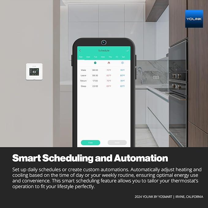 YoLink Thermostat 2, Smart Home & Commercial Thermostat with Dual-Stage Heating & Cooling, Heat Pump Support, External Sensors, Remote App Control, Alexa & Google, LoRa Longest Range, Hub Required