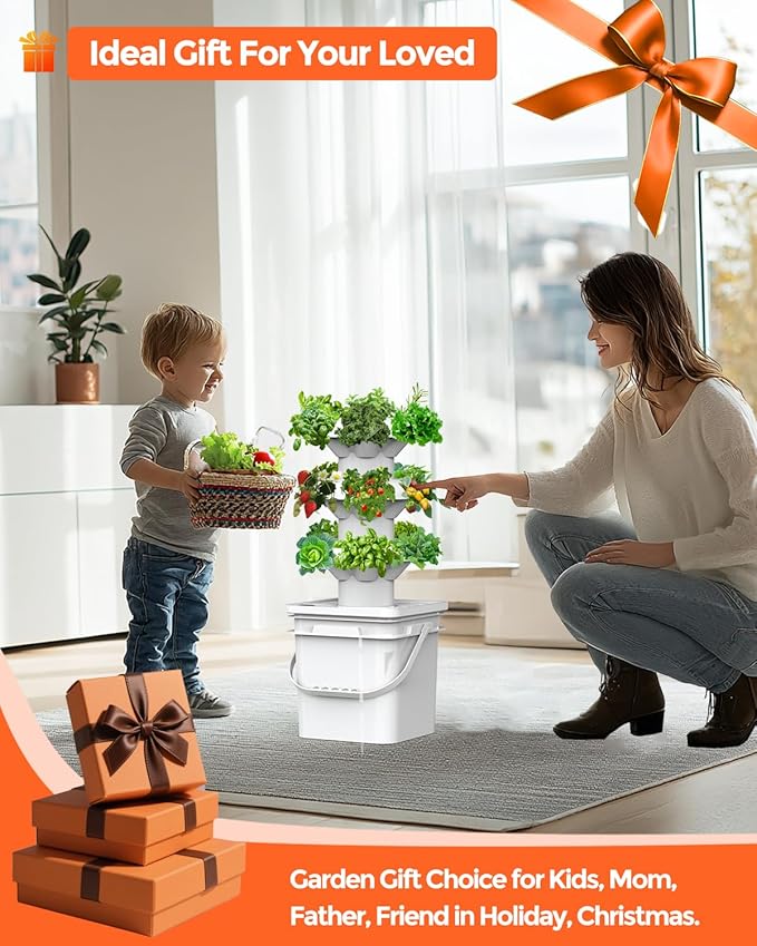 18 Plants hydroponic Growing System kit, hydroponic Tower Indoor Garden, 10-Liter Large-Capacity Water Tank Circulation, soilless Planting Vegetables and Fruits (3x6P)