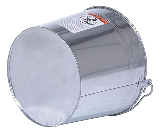 Vestil BKT-GAL-500 Galvanized Steel Bucket, 10-3/4" Depth, 5 gallon, 44 pound Capacity