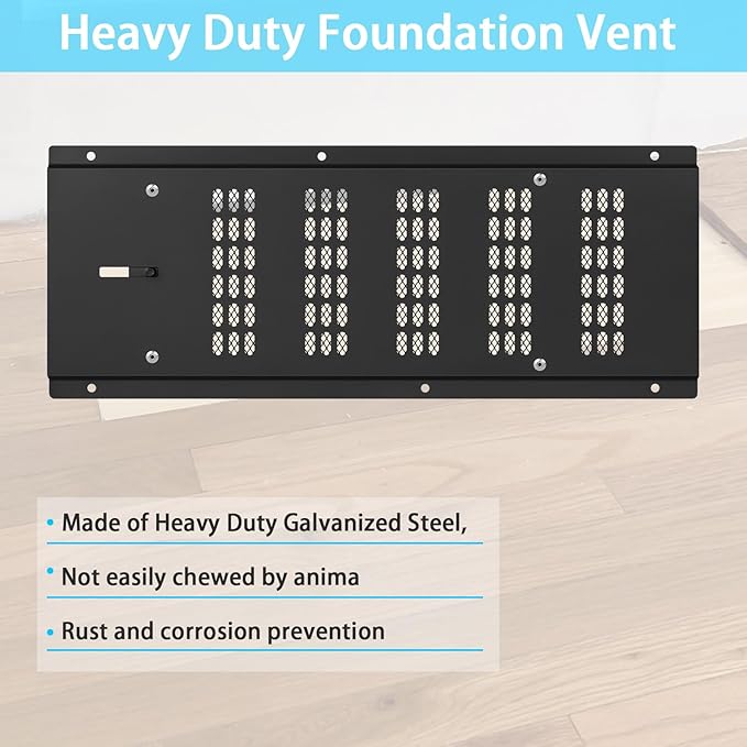 Foundation Vent Cover,Crawl Space Vent Cover for Foundation Garage Attic Home Improvement,16"x6.5" 3PCS Outdoor Crawl Space Air Wall Vent Cover with Damper&Screen to Reduce Moisture,Black