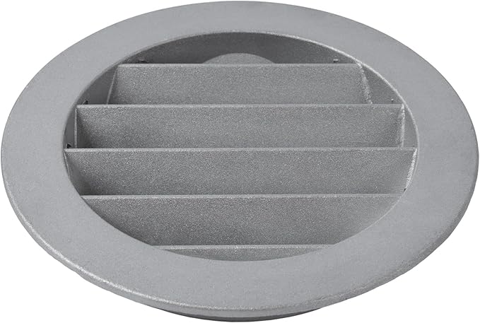 4"" Inch Round Aluminum Industrial Vent - Air Vent Louver - Soffit Grille Cover - Built-in Aluminum Screen - HVAC Ventilation, Uncoated