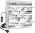 12 Inch Shutter Exhaust Fan, High-Speed 1600CFM Low Noise Attic Fan, Automatic Shutter, Ventilation and Cooling Vent Fan for Greenhouses, Garages, Shop, Chicken Coops, Gable, Shed