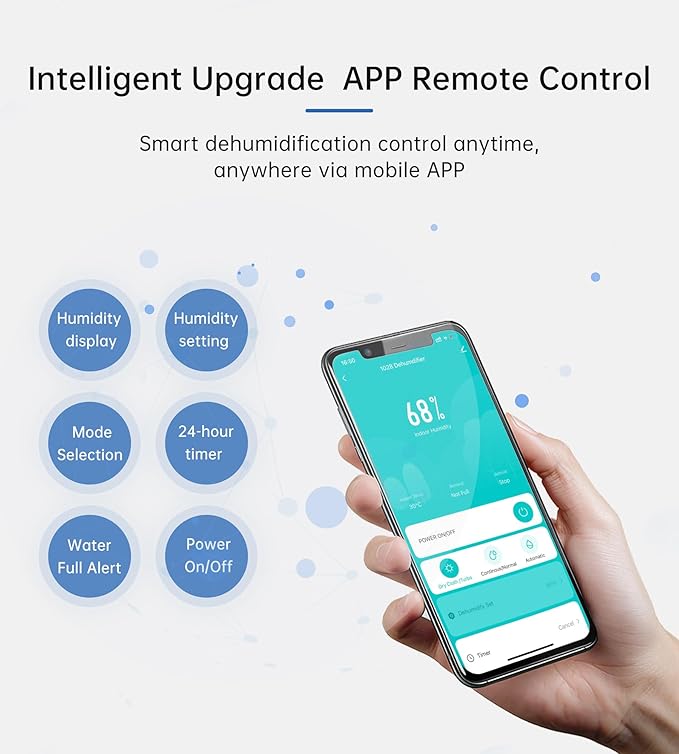 1500 Sq. Ft Dehumidifiers for Home, 30 Pints dehumidifier for Basement with drain hose,Smart APP control, 1.6L Tank,24H Timer,Intelligent Humidity Control,Ideal for Bedroom,Bathroom