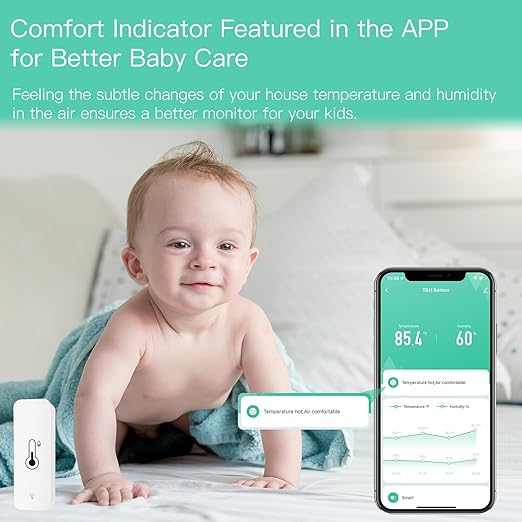 MOES WiFi Humidity Temperature Monitor Smart Hygrometer Thermometer for Remote Monitor and Alert, High Precision Indoor Thermometer with Tuya App, Compatible with Alexa & Google Assistant, 3 Pack