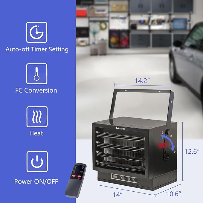 INNOVATIVE LIFE 7500W Electric Garage Heater 240V with Thermostat and Timer, Efficient Fan-Forced Shop Heater with Safety Overheat Protection and Full-Function Remote, Hardwired(NO PLUG)