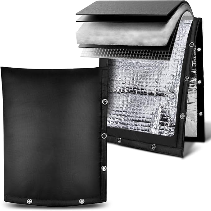 Heavy Duty Backflow Insulation Cover with Two Hook and Loop Openings for Winter Freeze Protection - Outdoor Pipe, Sprinkler, Faucet, and Valve Protection, 16''W x 20''H - Black