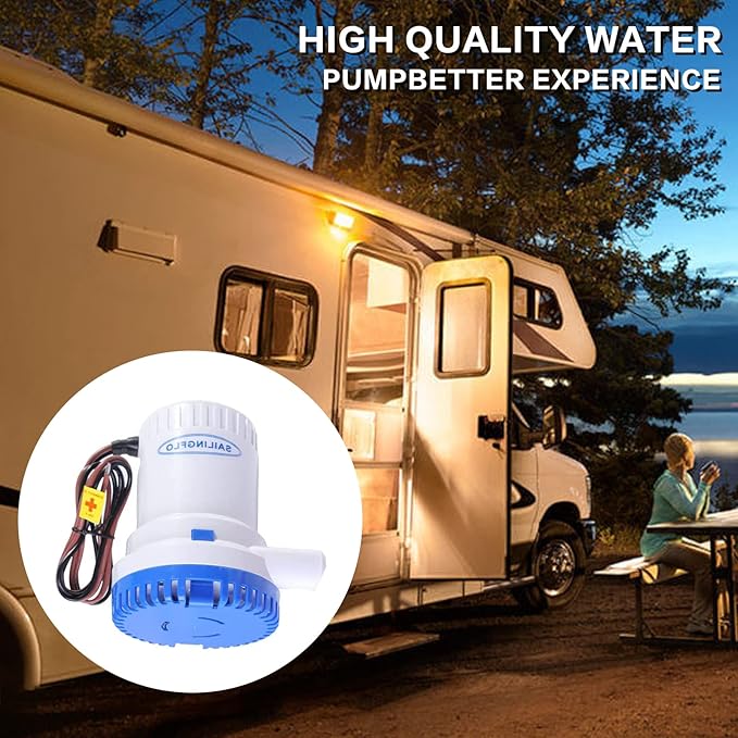 12V Bilge Pumps for Boats-3700 GPH 3-3/4"(40mm) Outlet High Flow Rate Manual Bilge Water Pump,Submersible Boat Accessories,Electric Marine Equipment Waterproof Reset