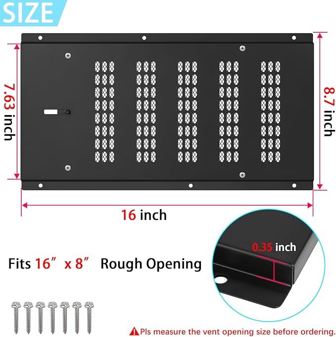 Foundation Vent Cover,Crawl Space Vent Cover for Foundation Garage Attic Home Improvement,16”x8.7”Outdoor Crawl Space Air Wall Vent with Damper&Screen Reduce Moisture,Fit 16"x8"Rough Opening,Black,3PK