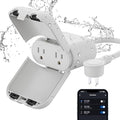 ELEGRP PQR20 Outdoor Smart Plug Waterproof IP66, WiFi Plug with 2 Individually Sockets, Compatible with Alexa & Google Assistant, Smart Outdoor Outlet for String Lights, UL Certified, 1 Pack, Grey