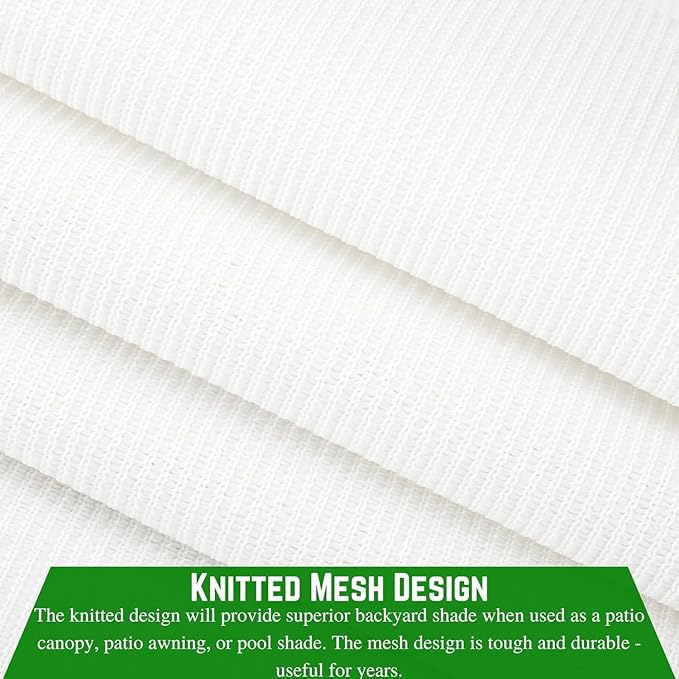 Farm Plastic Supply - White Shade Cloth - 50% - Mesh Fabric for Fence Privacy Screen, Garden Shade, Mesh Fence Screening, Shade Cloth Rolls, Wind Screen (32' x 80')