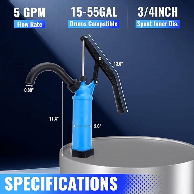 55 Gallon Drum Pump,Barrel Pump Manual Lever Action Barrel Pump for Diesel,Kerosene, Motor Oil Transfer (7131-FANG-2)