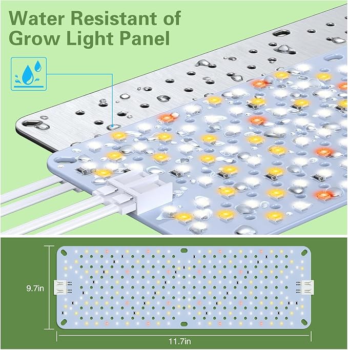 24W Ultra-Thin Panel Full Spectrum Grow Lights, 384 LEDs Plant Grow Light for Indoor Plants with Daisy Chain Function, Grow Lights for Seed Starting with 4/8/12/16/20H Auto On/Off Timer (2pcs)