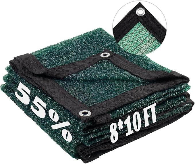 LOVE STORY 8x10FT 55% Dark Green Shade Cloth Sun Shade Net with Grommets Sunblock Net Mesh Tarp for Garden,Plants Cover,Greenhouse and Patio