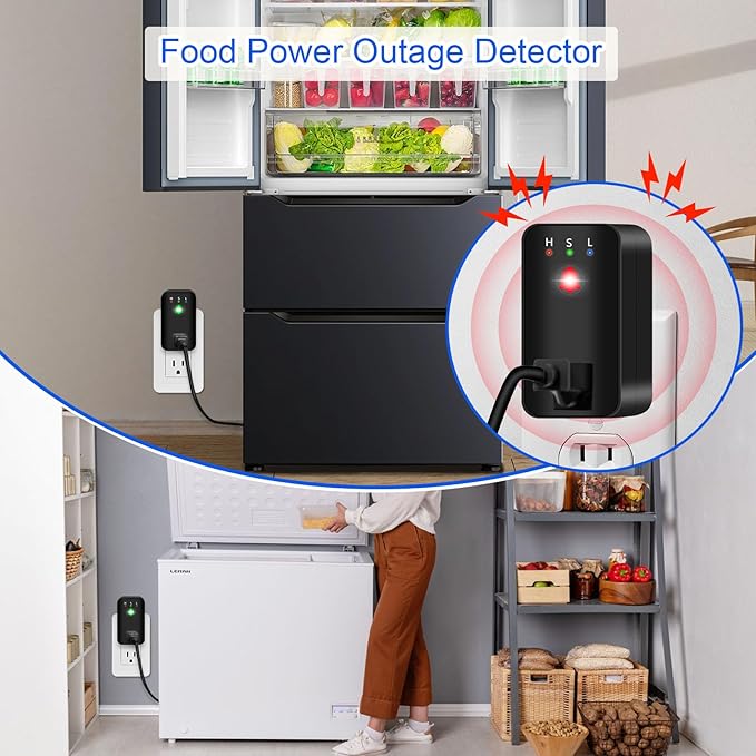 Power Failure Alarm with WiFi App Notifications, Loud 110dB Smart Power Outage LED Indicator Voltage Detection, Failure Detector for Freezer, GFCI Trips, Sump Pump, Greenhouse