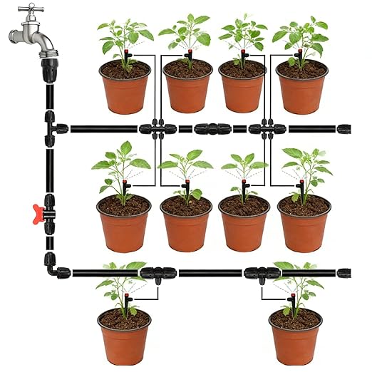 10 Pack 1/2" To 1/4" Drip Irrigation Fittings, 1/2 Inch (1/2" ID x 0.6-0.65" OD) Drip Line to 1/4 Inch Irrigation Tubing Barbed Adapter Anti-Drop Locked Nut Barbed Reducer 3 Way Tee Connectors