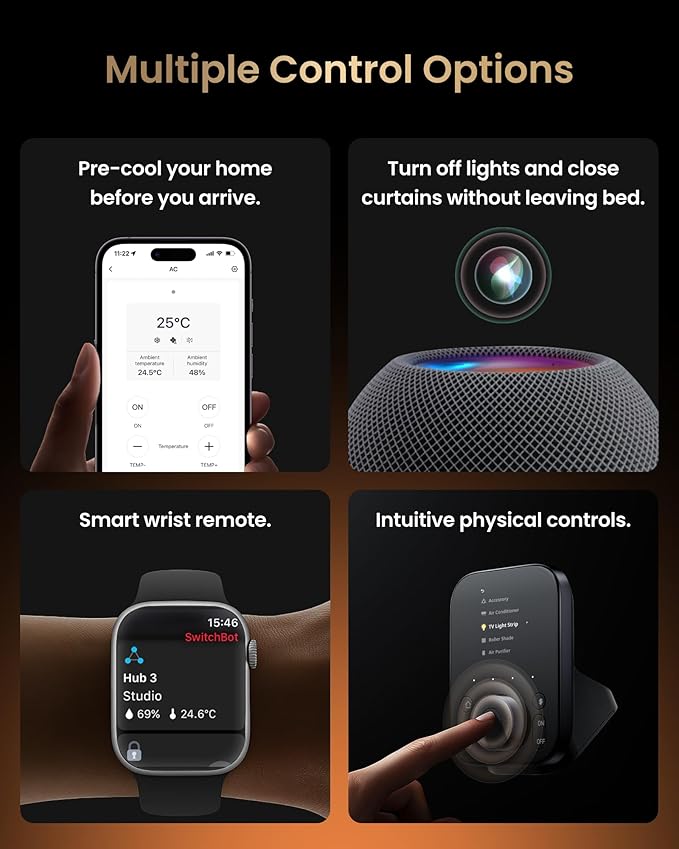 SwitchBot Hub 3 (3rd Gen), Smart Home Hub with 2.4" IPS Screen & Knob Control, WiFi Thermometer Hygrometer, IR Remote (Matter/Bluetooth 200m), Alexa/Google/Apple Home Compatible